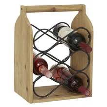 Brown Wood Antique Copper Wine Rack Rustic Rural Themed Wine Rack Only Suitable for Indoor Kitchens Living Rooms Family Bars