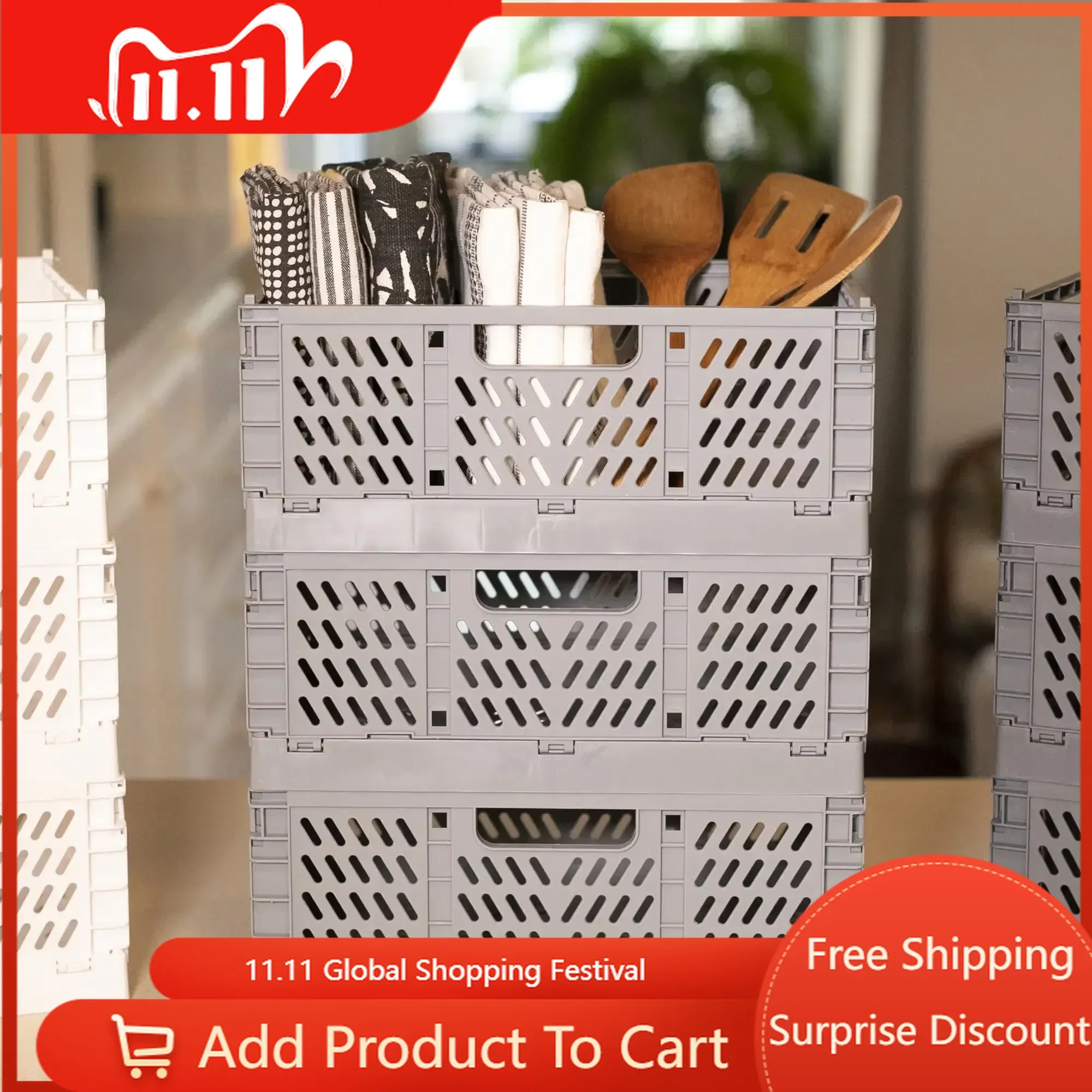 Free Shipping Medium Collapsible Storage Crates 3 Pack Storage Organizer 
Free Shipping Medium Collapsible Storage Crates 3 Pack Storage Organizer