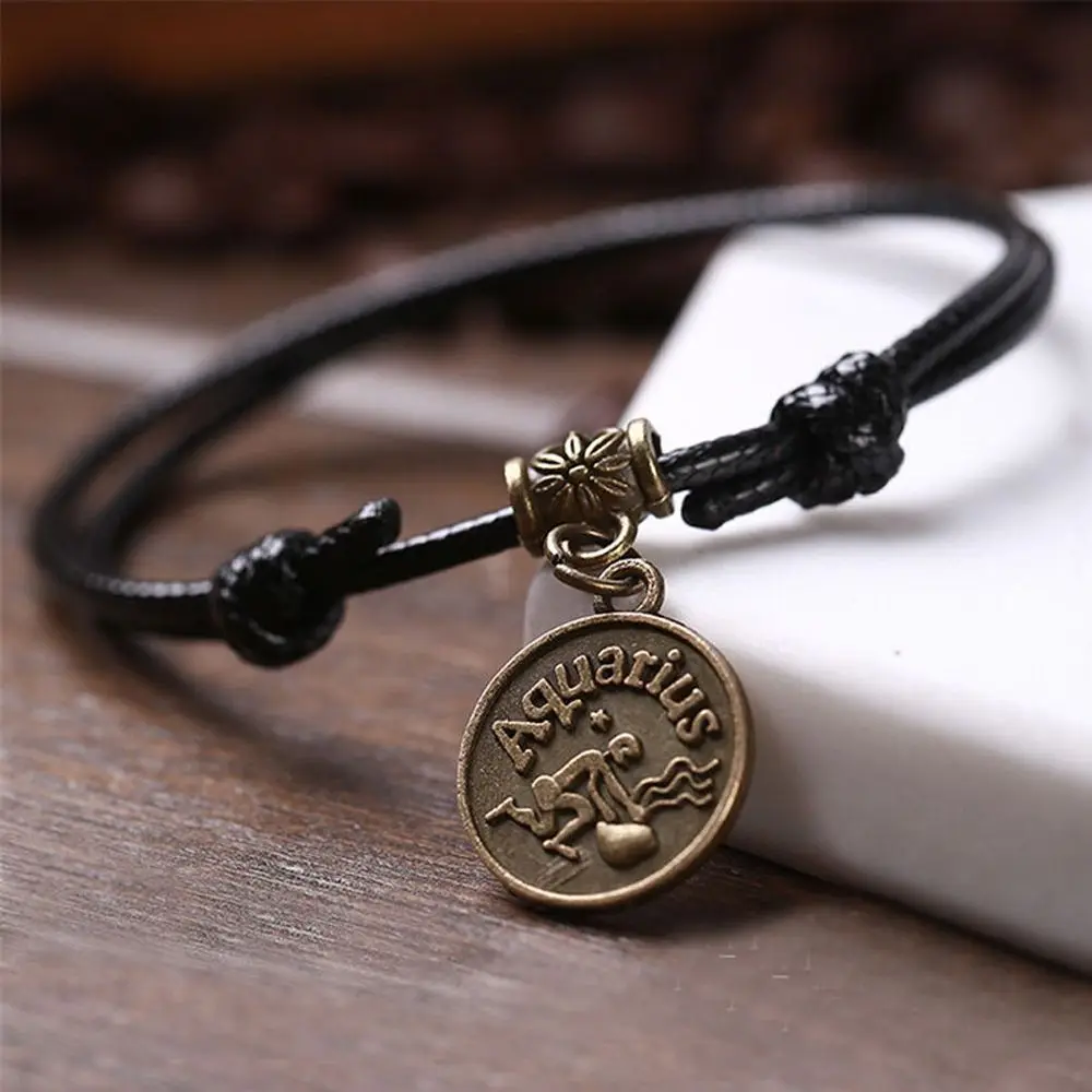 

Beach Japan Sandal Black Rope Personality Bracelet South Foot Jewelry Anklet 12 Constellations Foot Chain