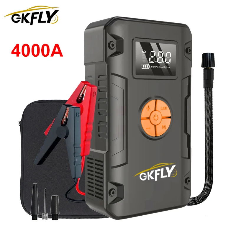 4 в 1 4000A Jump Starter Power Bank 150PSI воздушный компрессор шинный насос портативное зарядное устройство автомобильный усилитель пусковое устройство
4 в 1 4000A Jump Starter Power Bank 150PSI воздушный компрессор шинный насос портативное зарядное устройство автомобильный усилитель пусковое устройство