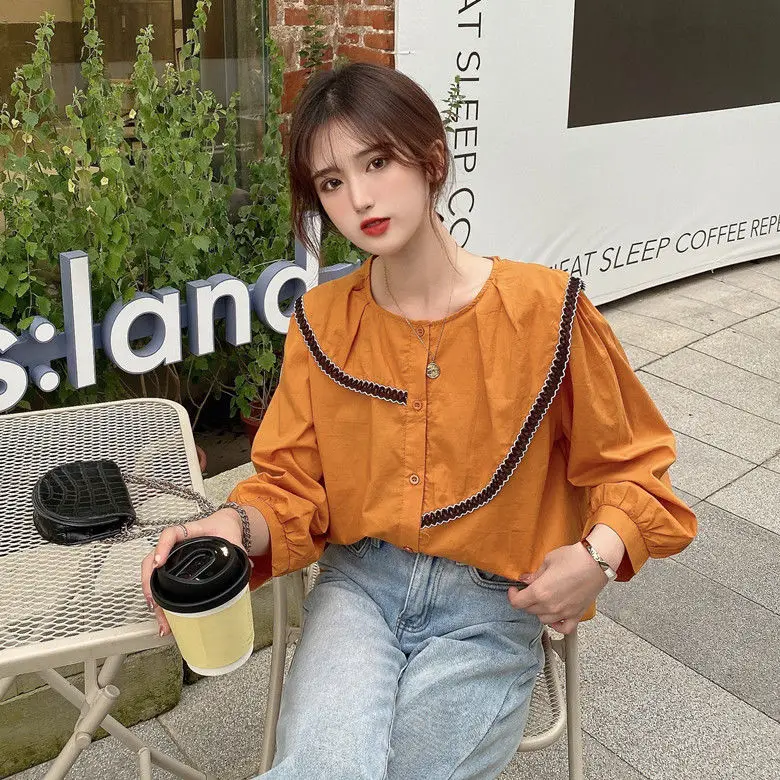 Women 2022 Spring Autumn Fashion Chic Solid Color Blouses Female Single Breasted Casual Shirts Ladies Loose O-neck Shirts R63
Women 2022 Spring Autumn Fashion Chic Solid Color Blouses Female Single Breasted Casual Shirts Ladies Loose O-neck Shirts R63