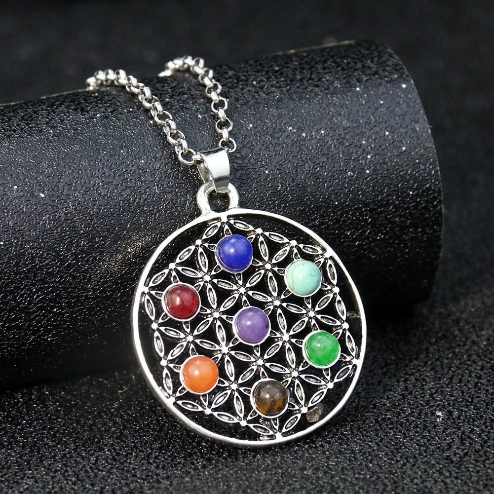Reiki Chakra Stone Pendant Necklace Yoga Meditation Healing Choker Necklaces Seed of Life Amulet Sacred Mandala Wicca Jewelry
Reiki Chakra Stone Pendant Necklace Yoga Meditation Healing Choker Necklaces Seed of Life Amulet Sacred Mandala Wicca Jewelry