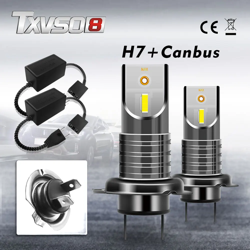 TXVSO8 2022 H7 LED Canbus автомобильные мини фары 6000K универсальные диодные лампы 3000K 110W 26000LM