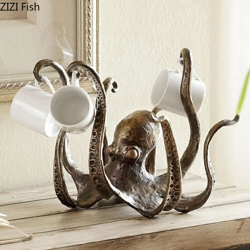 

Гигантская скульптура осьминог, креативное украшение для стола, статуя осьминога морских существ, ремесла из смолы, украшения, винтажный Декор для дома