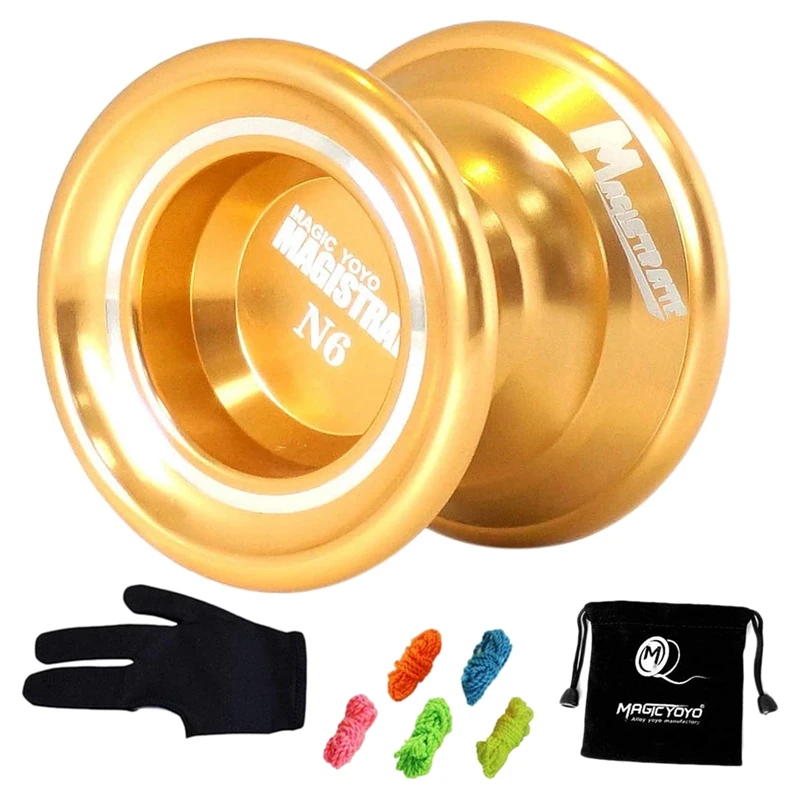 MAGICYOYO N6 Magistrate Professional Alloy Unresponsive Yoyo Golden + Yoyo Bag + 5 Strings+ Glove
MAGICYOYO N6 Magistrate Professional Alloy Unresponsive Yoyo Golden + Yoyo Bag + 5 Strings+ Glove