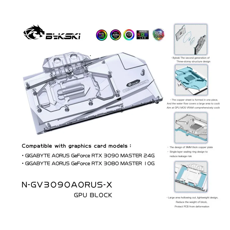 Bykski Water Block for GIGABYTE AORUS RTX3090/RTX3080 Ti MASTER /XTREME WATERFORCE WB GPU Card /Copper Radiator /N-GV3090AORUS-X
Bykski Water Block for GIGABYTE AORUS RTX3090/RTX3080 Ti MASTER /XTREME WATERFORCE WB GPU Card /Copper Radiator /N-GV3090AORUS-X