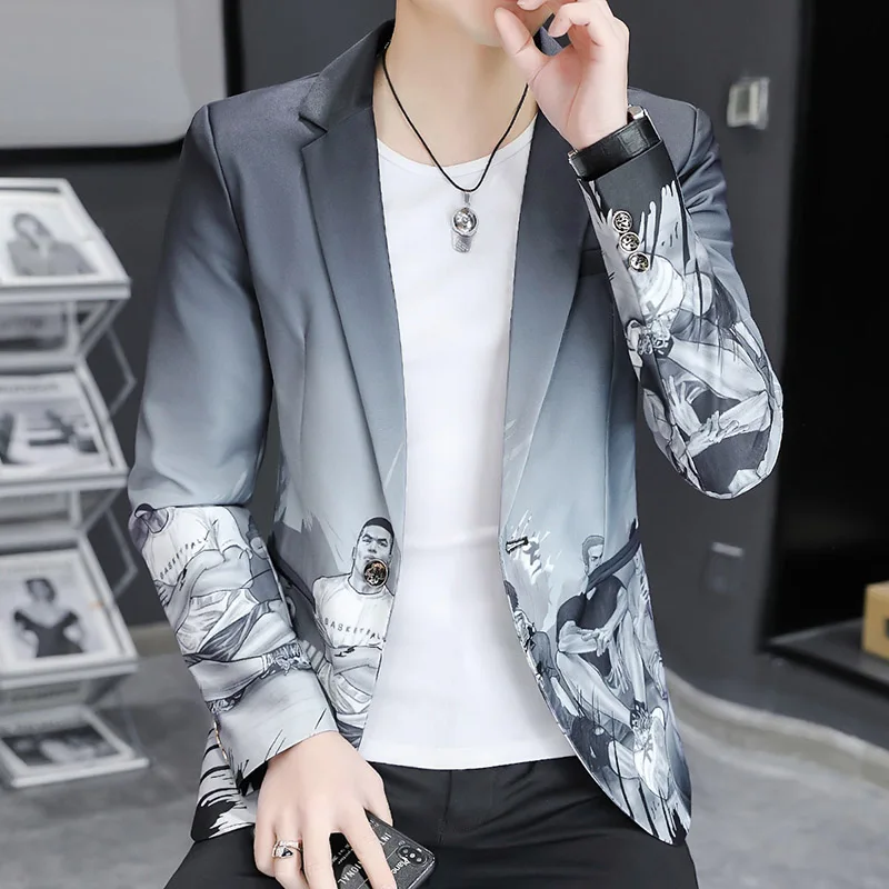 2022 Autumn Gradient Print Men Blazers Fashion Casual Slim Suit Jacket Wedding Groom Social Dress Coat Streetwear Costume Homme
2022 Autumn Gradient Print Men Blazers Fashion Casual Slim Suit Jacket Wedding Groom Social Dress Coat Streetwear Costume Homme
