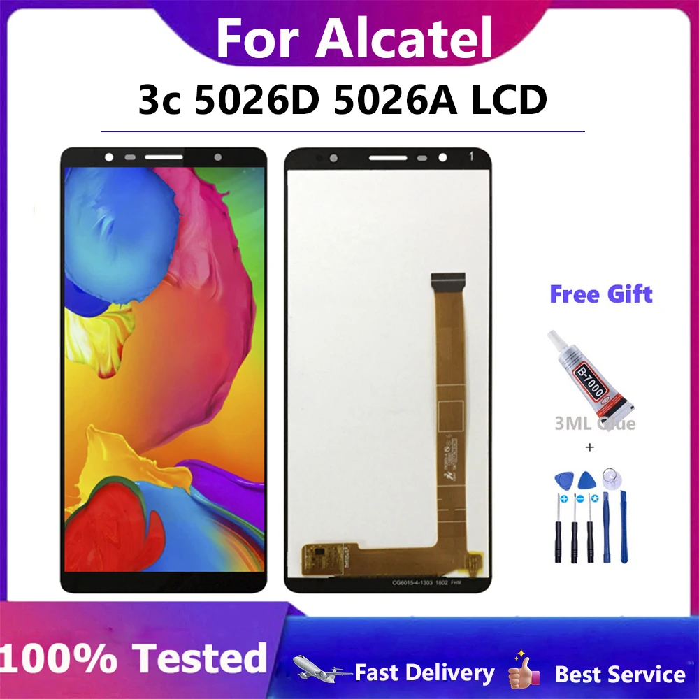 

100% tested For Alcatel 3C OT5026 5026 5026A 5026D LCD Display with Touch Screen Digitizer Assembly For Alcate 5026 lcds+Tools