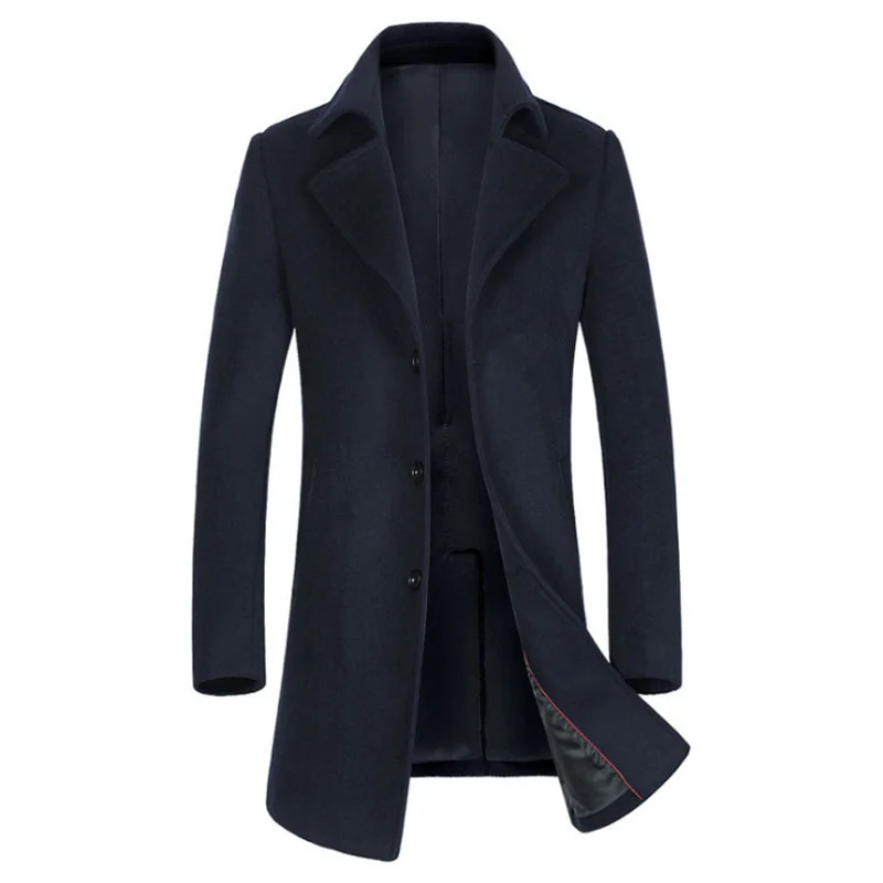 

Newest Men's Wool Coats Autumn Turn-down Collar Long Windbreaker Jacket Winter Wool Blend Woolen Coat Men Brand Overcoats