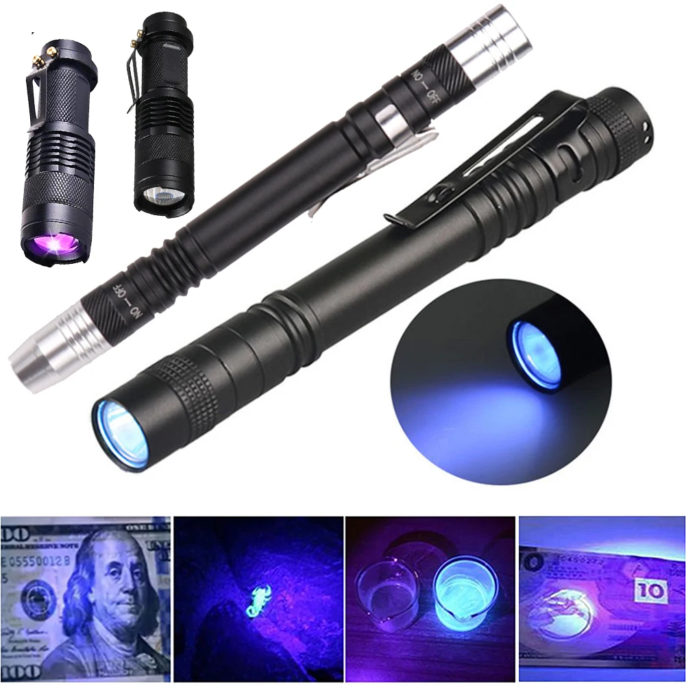 Светодиодный ультрафиолетовый фонарик 395-400 нм алюминиевый мини-фонарь для