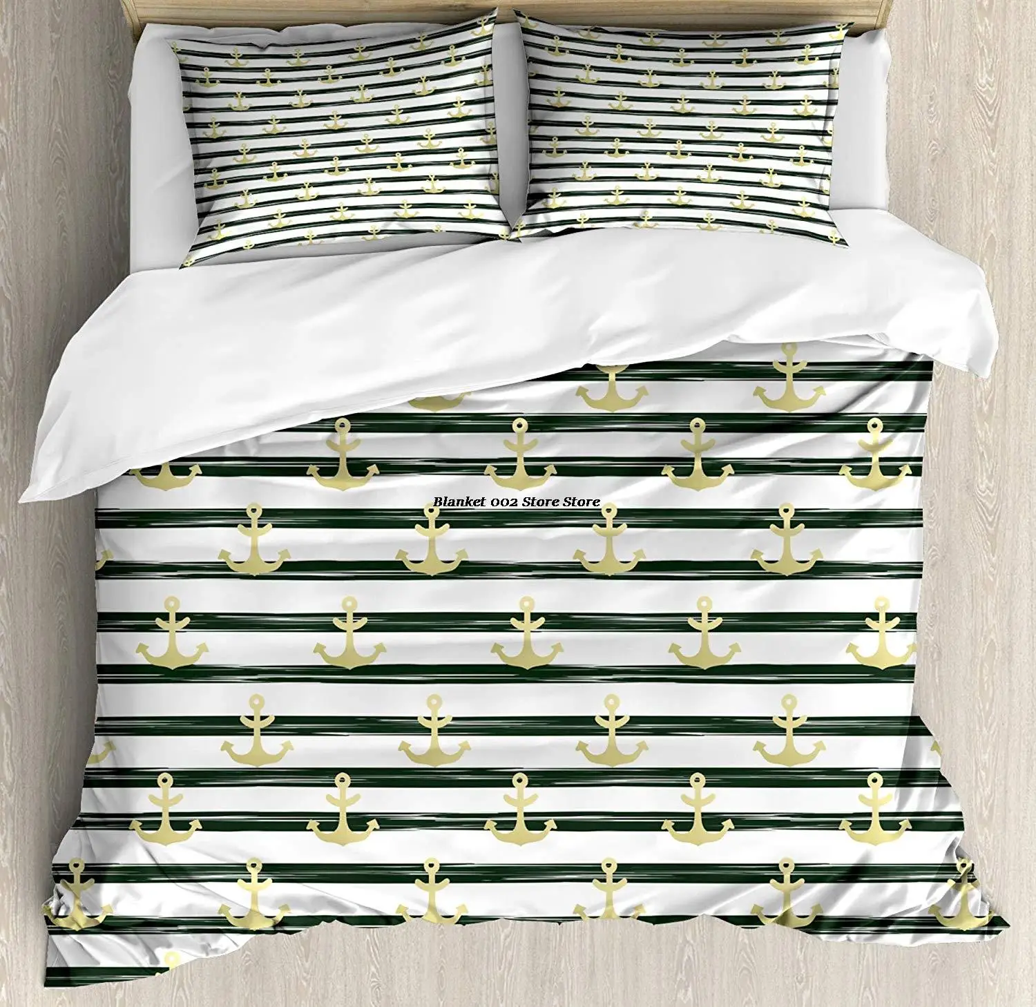 Anchor Duvet Cover Set Horizontal Stripes Nautical Marine Cruise Ocean Trip Decorative 3 Piece Bedding Set with 2 Pillow Shams
Anchor Duvet Cover Set Horizontal Stripes Nautical Marine Cruise Ocean Trip Decorative 3 Piece Bedding Set with 2 Pillow Shams