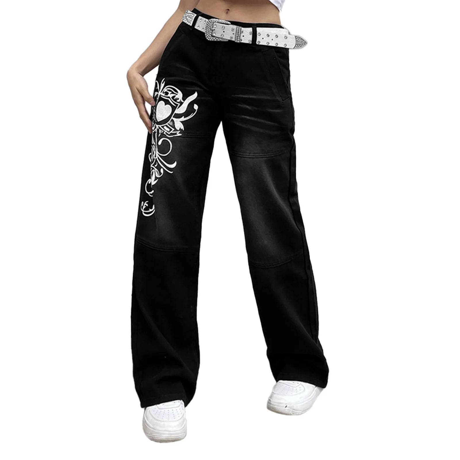 Y2K Low Rise Jeans With Vintage Graphic Printing Wide Legs Straight Street Wear Jeans Pants Trousers Female Women Clothes
Y2K Low Rise Jeans With Vintage Graphic Printing Wide Legs Straight Street Wear Jeans Pants Trousers Female Women Clothes