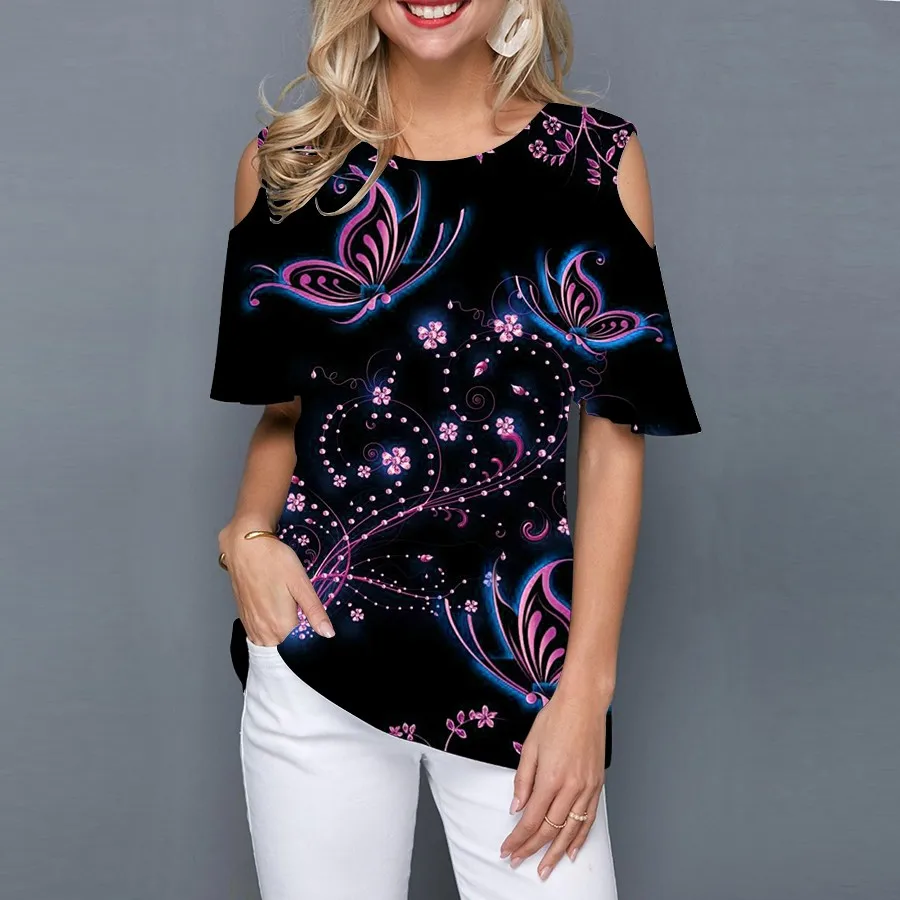 Tie Dye Women's Summer Round Neck Off-shoulder Short Sleeve T-shirt 3D Fashion Butterfly Print Pullover Women's Fashion Clothing
Tie Dye Women's Summer Round Neck Off-shoulder Short Sleeve T-shirt 3D Fashion Butterfly Print Pullover Women's Fashion Clothing