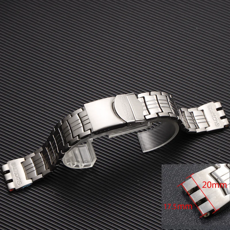 Watch Strap For Swatch Watch Solid Stainless Steel Bracelet Convex and Notch Steel Belt Inside17.5mm Outside 20mm
Watch Strap For Swatch Watch Solid Stainless Steel Bracelet Convex and Notch Steel Belt Inside17.5mm Outside 20mm