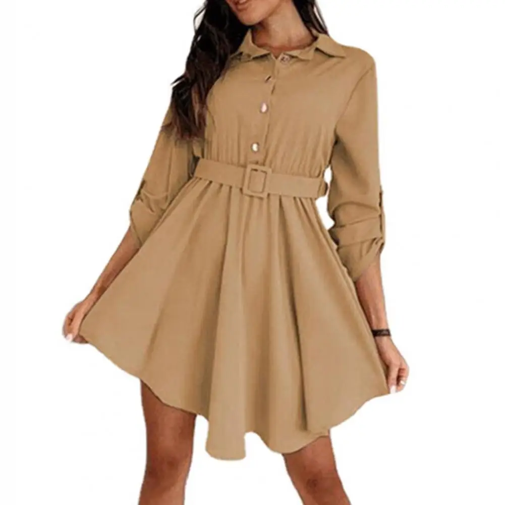 A-Line Dress Turn-Down Collar Roll-up Sleeves Belt Women Long Sleeve Dress Single Breasted Shirt Mini Dress Female Clothing
A-Line Dress Turn-Down Collar Roll-up Sleeves Belt Women Long Sleeve Dress Single Breasted Shirt Mini Dress Female Clothing