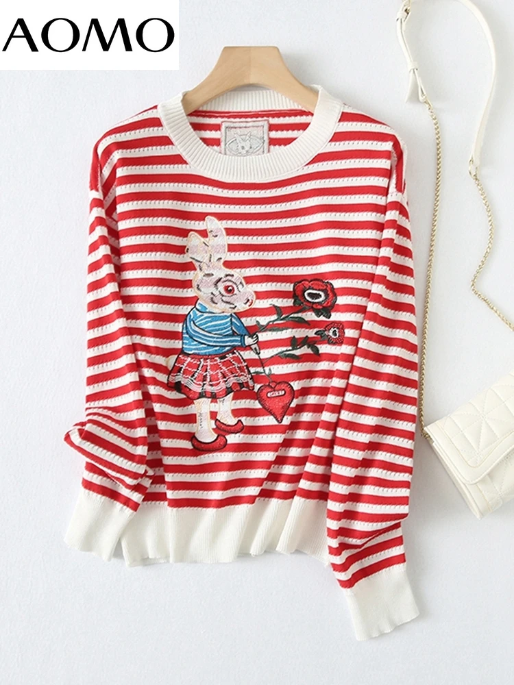 AOMO Women 2022 Fashion Striped Animal Emboridery Knitted Sweater Jumper O Neck Female Oversize Pullovers Chic Tops YU69A
AOMO Women 2022 Fashion Striped Animal Emboridery Knitted Sweater Jumper O Neck Female Oversize Pullovers Chic Tops YU69A