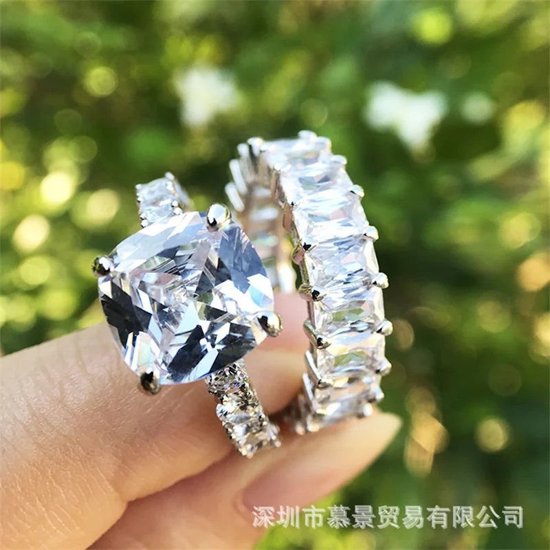 S925 Silver Eternal Emerald Cut Women's Wedding Ring Cross border Europe and America
S925 Silver Eternal Emerald Cut Women's Wedding Ring Cross border Europe and America