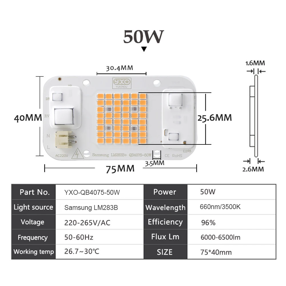 YXO без драйвера Samsung lm283b, полный спектр, светодиодный светильник для выращивания, чип DOB AC COB, модуль 50 Вт, лампа с бусинами, не нужен драйвер для комнатных растений
YXO без драйвера Samsung lm283b, полный спектр, светодиодный светильник для выращивания, чип DOB AC COB, модуль 50 Вт, лампа с бусинами, не нужен драйвер для комнатных растений