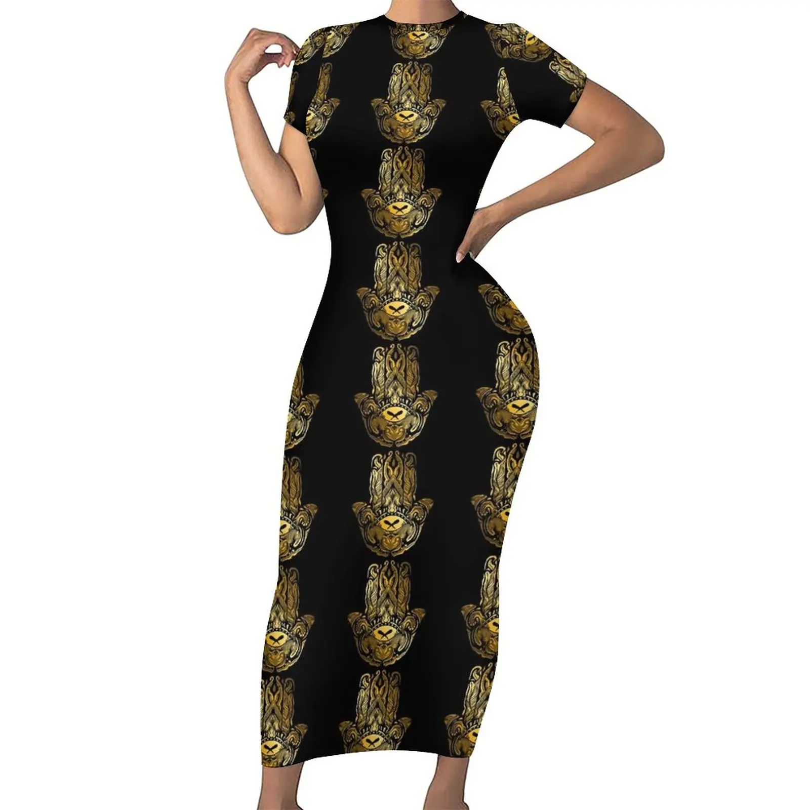 Golden Hamsa Hand Dress Short Sleeve Vintage Print Cute Maxi Dresses Summer Streetwear Graphic Bodycon Dress Big Size 4XL 5XL
Golden Hamsa Hand Dress Short Sleeve Vintage Print Cute Maxi Dresses Summer Streetwear Graphic Bodycon Dress Big Size 4XL 5XL