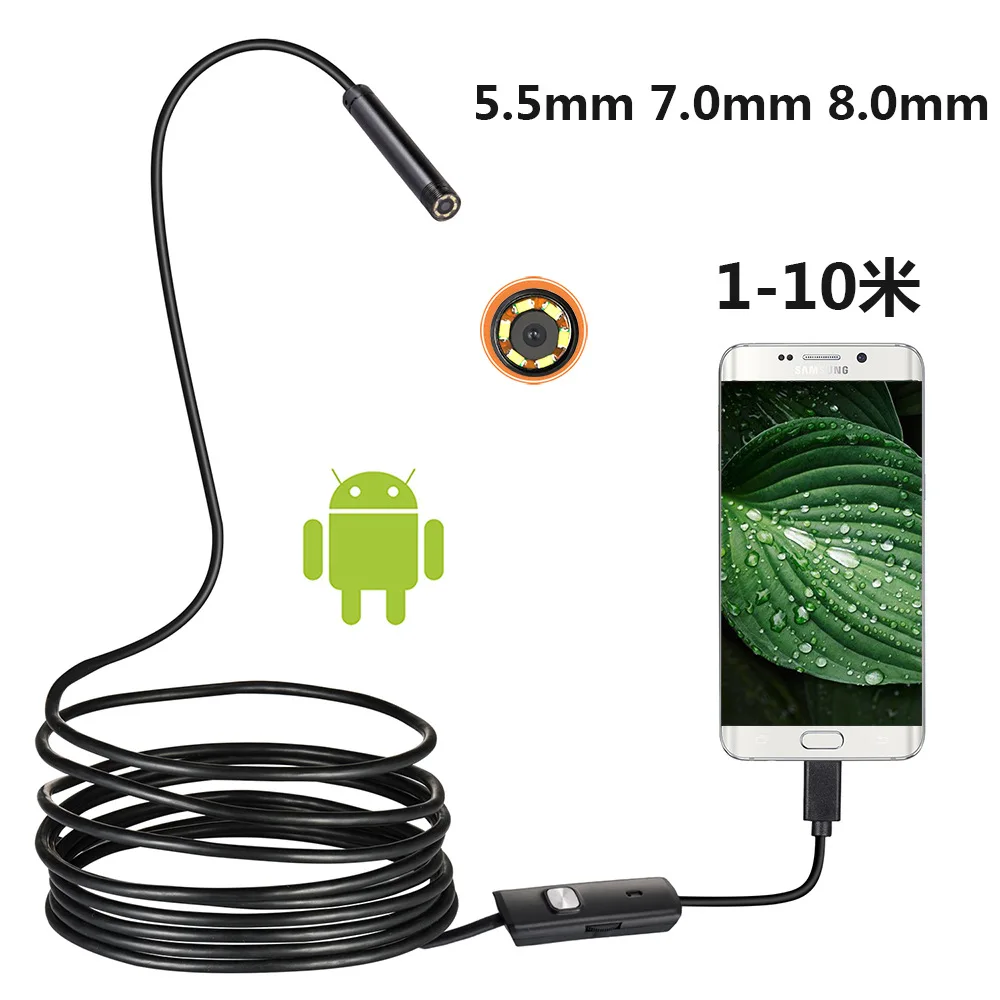 

Mini Endoscope Camera Waterproof Endoscope Borescope Adjustable Soft Wire 6 LEDS 7mm Android Type-C USB Inspection Camea for Car
