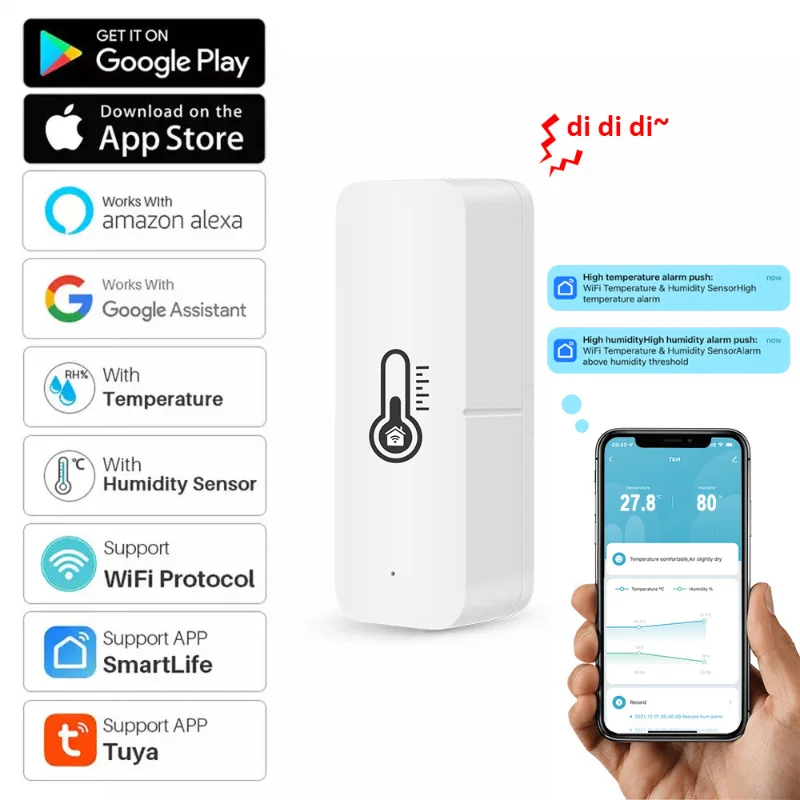 Tuya WIFI Temperature Humidity Sensor smart home smartlife smart life Temperature and humidity temperature and humidity detector
Tuya WIFI Temperature Humidity Sensor smart home smartlife smart life Temperature and humidity temperature and humidity detector