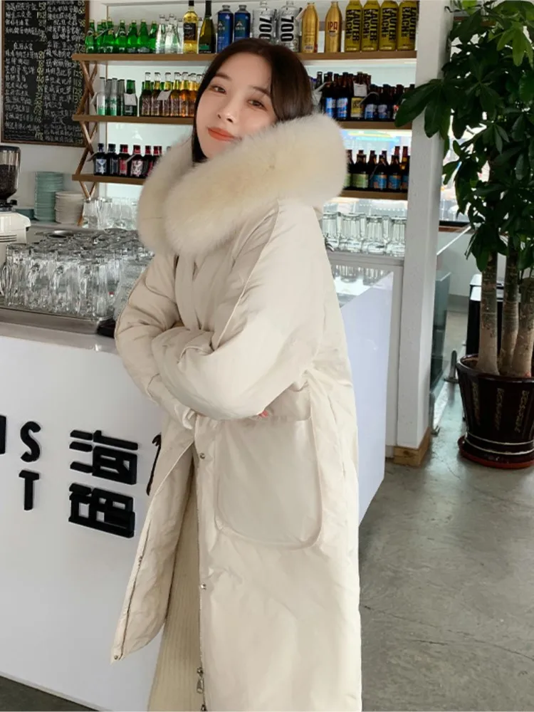 

Women Winter Thick Warm Padded Coat Fashion Long Outwear With Pocket Zipper Up Fur Collar Parkas Casual Jacket