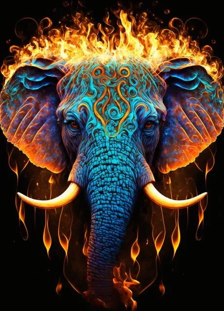 

JMINE Div 5D лед красочный огонь слон дикая природа полная алмазная живопись наборы для вышивки крестиком Искусство Животные 3D краска алмазами