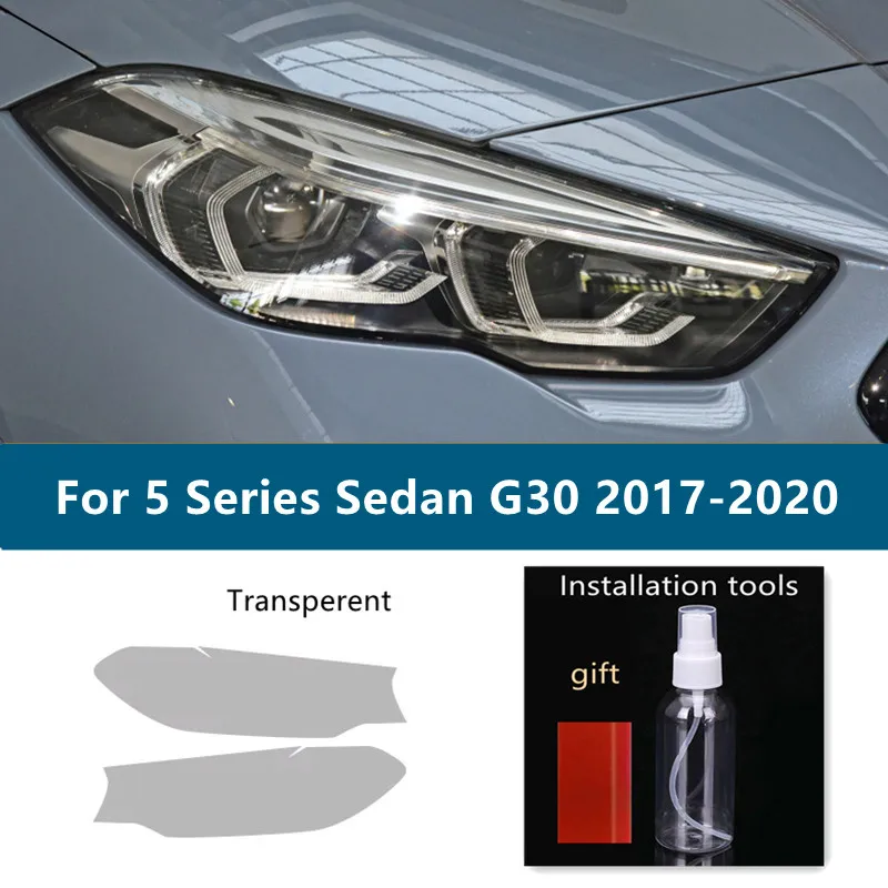

For BMW 5 Series G30 M5 F90 2017-2020 Car Headlight Tint Black Protective Film Taillight Transparent TPU Sticker Accessories 2P