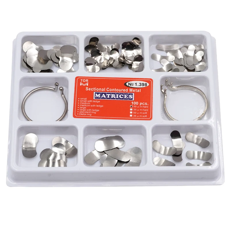 100pcs Dental Sectional Matrix System Dental Sectional Matrix Band Resin Clamping/Seperating Ring Dentist Tools for Oral Care
100pcs Dental Sectional Matrix System Dental Sectional Matrix Band Resin Clamping/Seperating Ring Dentist Tools for Oral Care