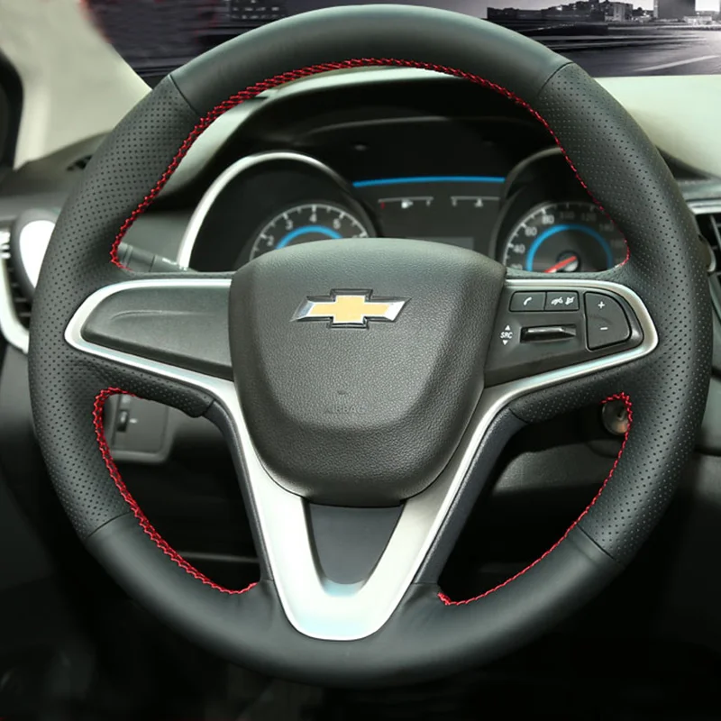 Hand stitched left and right perforation Black Leather Car Steering Wheel Cover for Chevrolet Sail 2015-2017 Cavalier 2016 2017
Hand stitched left and right perforation Black Leather Car Steering Wheel Cover for Chevrolet Sail 2015-2017 Cavalier 2016 2017
