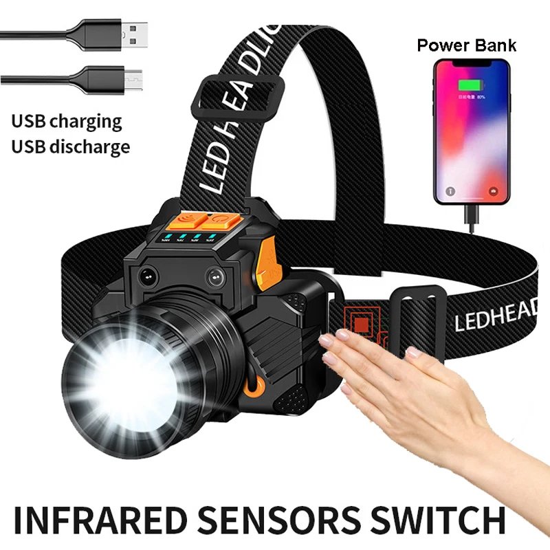 ZK30 Powerful Led Induction Headlamp USB Charging Head Lamp Head Light Head Flashlight Lanterna Emergency Lamp With Battery
ZK30 Powerful Led Induction Headlamp USB Charging Head Lamp Head Light Head Flashlight Lanterna Emergency Lamp With Battery