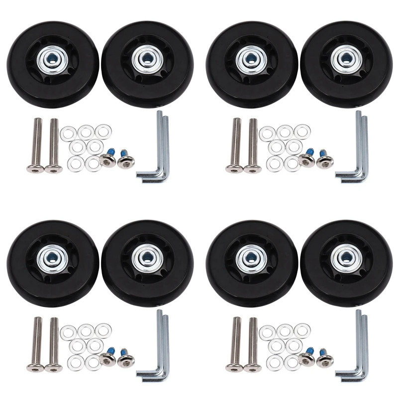 

8 Set Luggage Suitcase Replacement Wheels Axles Rubber Deluxe Repair OD 64Mm New