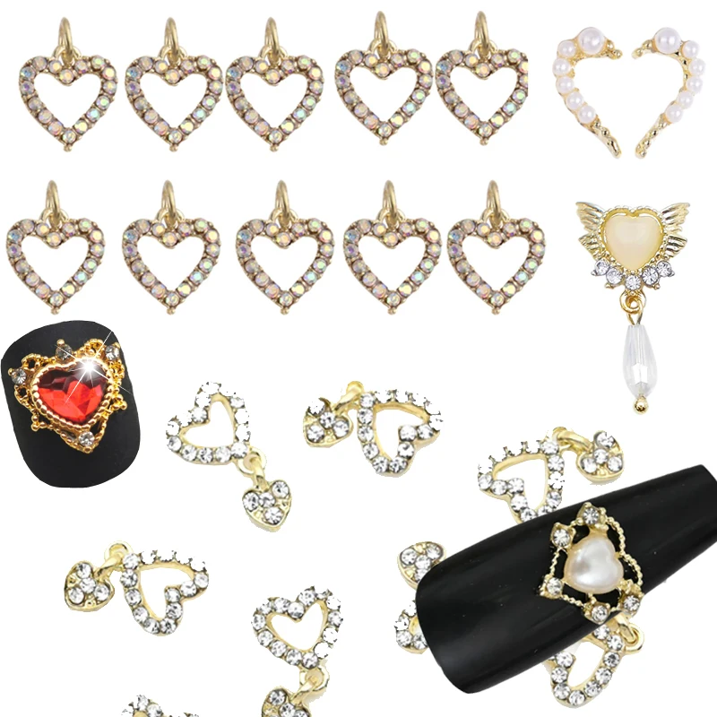 10pcs Heart Nail Charms Metal Alloy 3D Nail Art Parts Heart Supplies Pearl/Diamond Summer Decoration Rhinestones Accessories J30
10pcs Heart Nail Charms Metal Alloy 3D Nail Art Parts Heart Supplies Pearl/Diamond Summer Decoration Rhinestones Accessories J30