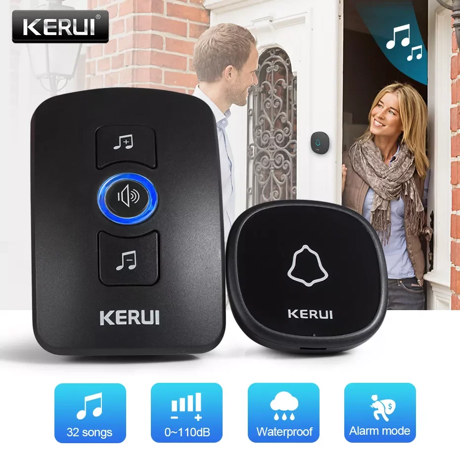 KERUI M525 Wireless Doorbell Waterproof Touch Button Home Security Welcome Smart Chimes Door bell Alarm LED light 32 Songs
KERUI M525 Wireless Doorbell Waterproof Touch Button Home Security Welcome Smart Chimes Door bell Alarm LED light 32 Songs