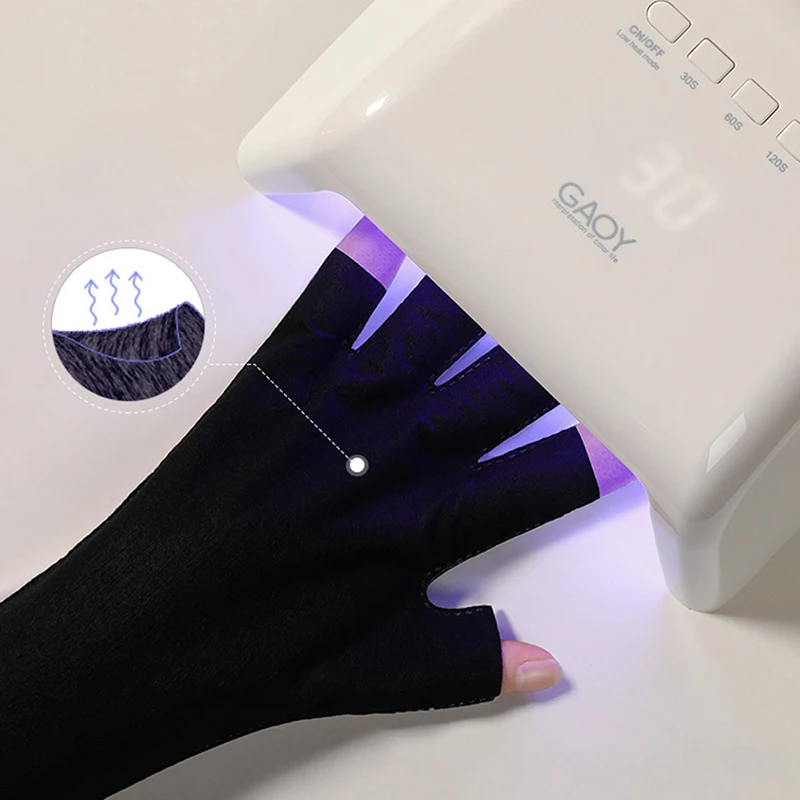 

1 шт. одноразовые маникюрные перчатки с защитой от ультрафиолетовых лучей для половины пальцев, перчатки без пальцев с защитой от внешнего света и черной лампой для ногтей с фиксированной лентой