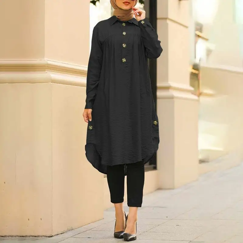 Summer Muslim Solid Blouse For Women Simple Cotton Linen Long Shirt Saudi Arabia Islam Femme Tops Lady A-Line Shirt Dresses
Summer Muslim Solid Blouse For Women Simple Cotton Linen Long Shirt Saudi Arabia Islam Femme Tops Lady A-Line Shirt Dresses