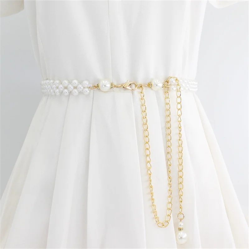 Elegant Women Acrylic Pearl Belt Fashion Adjustable Metal Thin Chain Belt For Ladies Dress Elastic Skinny Waistband
Elegant Women Acrylic Pearl Belt Fashion Adjustable Metal Thin Chain Belt For Ladies Dress Elastic Skinny Waistband