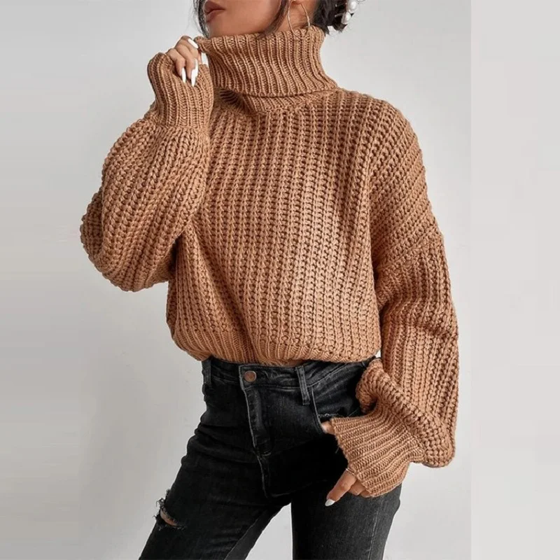 Women Sweaters Autumn Winter Turtleneck Spliced Pullover Solid Color Loose-fitting Knitted Tops Elegant Sweaters Women Jumpers
Women Sweaters Autumn Winter Turtleneck Spliced Pullover Solid Color Loose-fitting Knitted Tops Elegant Sweaters Women Jumpers