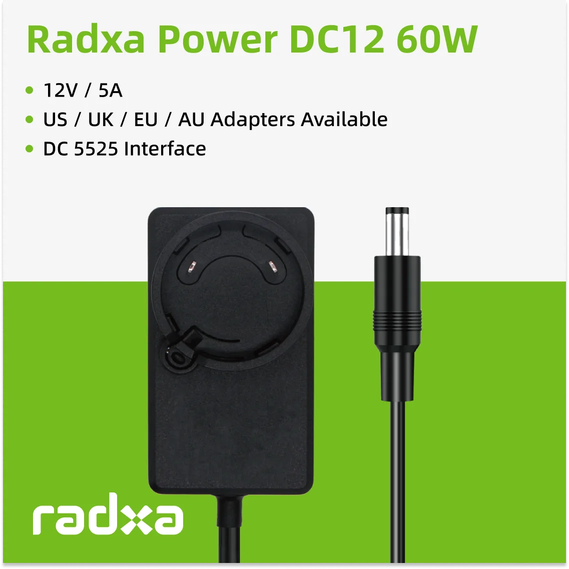 Radxa Power DC12 60 Вт, адаптер питания, поддержка SBCs Radxa
Radxa Power DC12 60 Вт, адаптер питания, поддержка SBCs Radxa