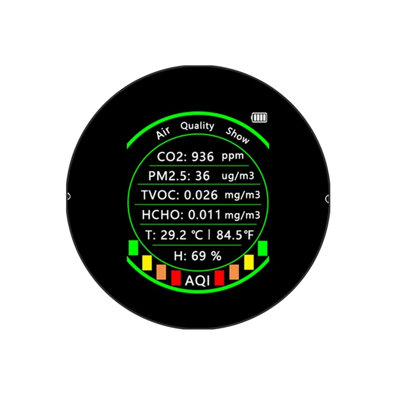 

BMDT-7 In 1 Air Quality Meter PM2.5 CO2 TVOC HCHO AQI Temperature Carbon Dioxide Detector Alarm Threshold