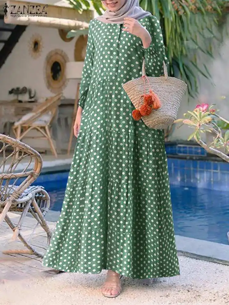ZANZEA Vintage Long Sleeve Flouncing Hijab Dress 2022 Fashion Polka Dot Muslim Sundress Women Casual Clubing Islamic Clothing
ZANZEA Vintage Long Sleeve Flouncing Hijab Dress 2022 Fashion Polka Dot Muslim Sundress Women Casual Clubing Islamic Clothing