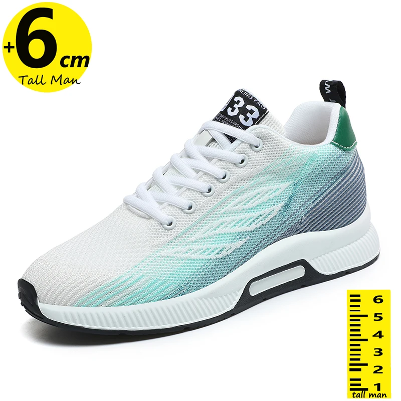 

Men Sneakers Booster Shoes Elevator Man Lift Sports Height Increase Insole 6cm Leisure Fashion Plus Size 37-44