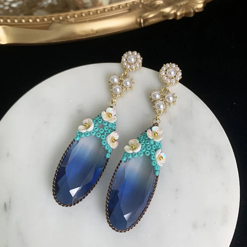 Gradient Blue Water Drop Earrings Sterling Silver Needle Retro Cheongsam Chinese Style Traditional Elegant Long Fringe Earrings 
Gradient Blue Water Drop Earrings Sterling Silver Needle Retro Cheongsam Chinese Style Traditional Elegant Long Fringe Earrings