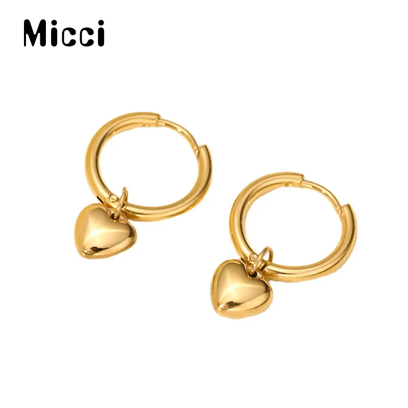 MICCI Wholesale Custom PVD 18K Gold Plated Surgical Steel Heart Pendant Charm Women Hoop Clicker Earrings Pierced Jewelry
MICCI Wholesale Custom PVD 18K Gold Plated Surgical Steel Heart Pendant Charm Women Hoop Clicker Earrings Pierced Jewelry