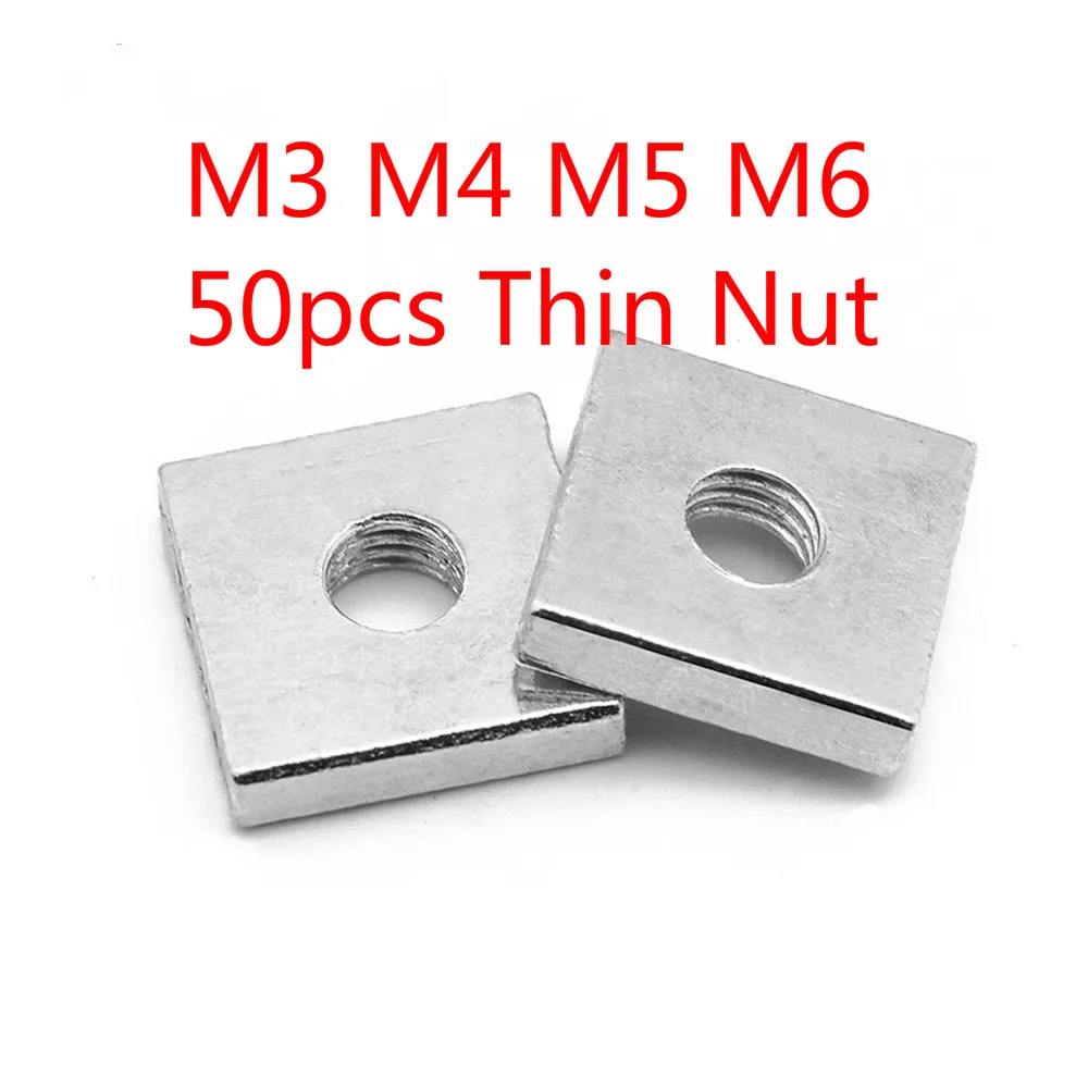 50pc Square Thin Nut M3 M4 M5 M6 Galvanized Zinc Plated Thin Block Quadrangle Block GB39 Compatible with Prusa MK3 Carbon Steel 
50pc Square Thin Nut M3 M4 M5 M6 Galvanized Zinc Plated Thin Block Quadrangle Block GB39 Compatible with Prusa MK3 Carbon Steel