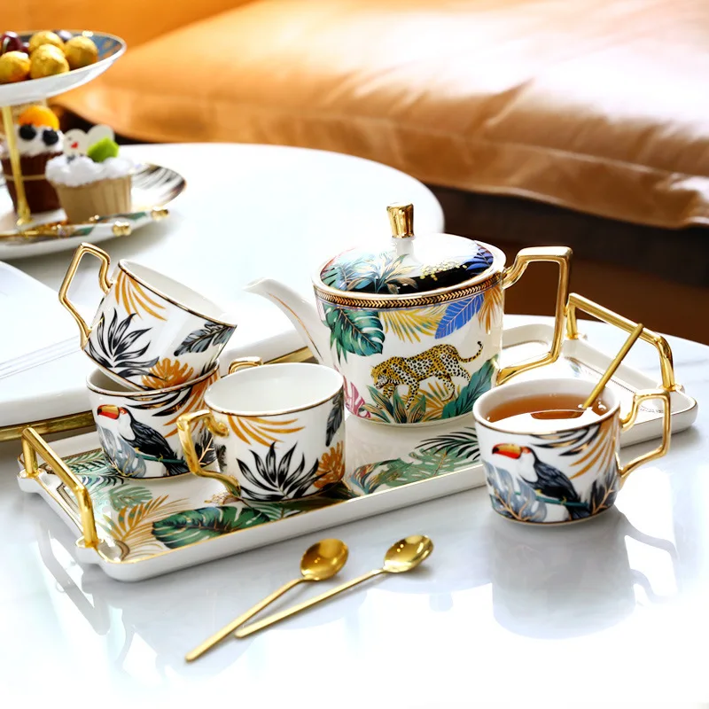 

Европейский стиль, домашний цветочный чайный сервиз для послеобеденного чая, керамический чайный сервиз, роскошный кофейный сервиз, чайный сервиз и чашка, Английский чайный сервиз