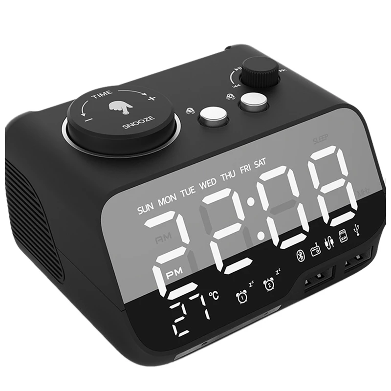 Цифровой будильник с Bluetooth-динамиком, FM-радио, таймером и регулировкой температуры 
Цифровой будильник с Bluetooth-динамиком, FM-радио, таймером и регулировкой температуры