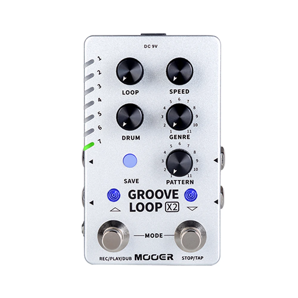 

MOOER GROOVE LOOP X2 Stereo Drum Machine Phrase Looper Includes 11 Styles and 121 Rhythm Drum Machine Guitar Effects Pedal