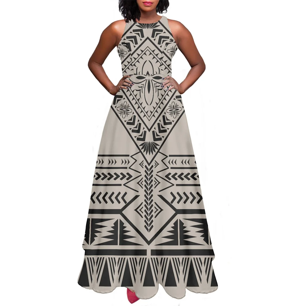 Beach Dress Polynesian Tribal Samoan Grey Tapa Pattern Print Custom Designed Creative Pattern Women's Sleeveless O-Neck Dress
Beach Dress Polynesian Tribal Samoan Grey Tapa Pattern Print Custom Designed Creative Pattern Women's Sleeveless O-Neck Dress