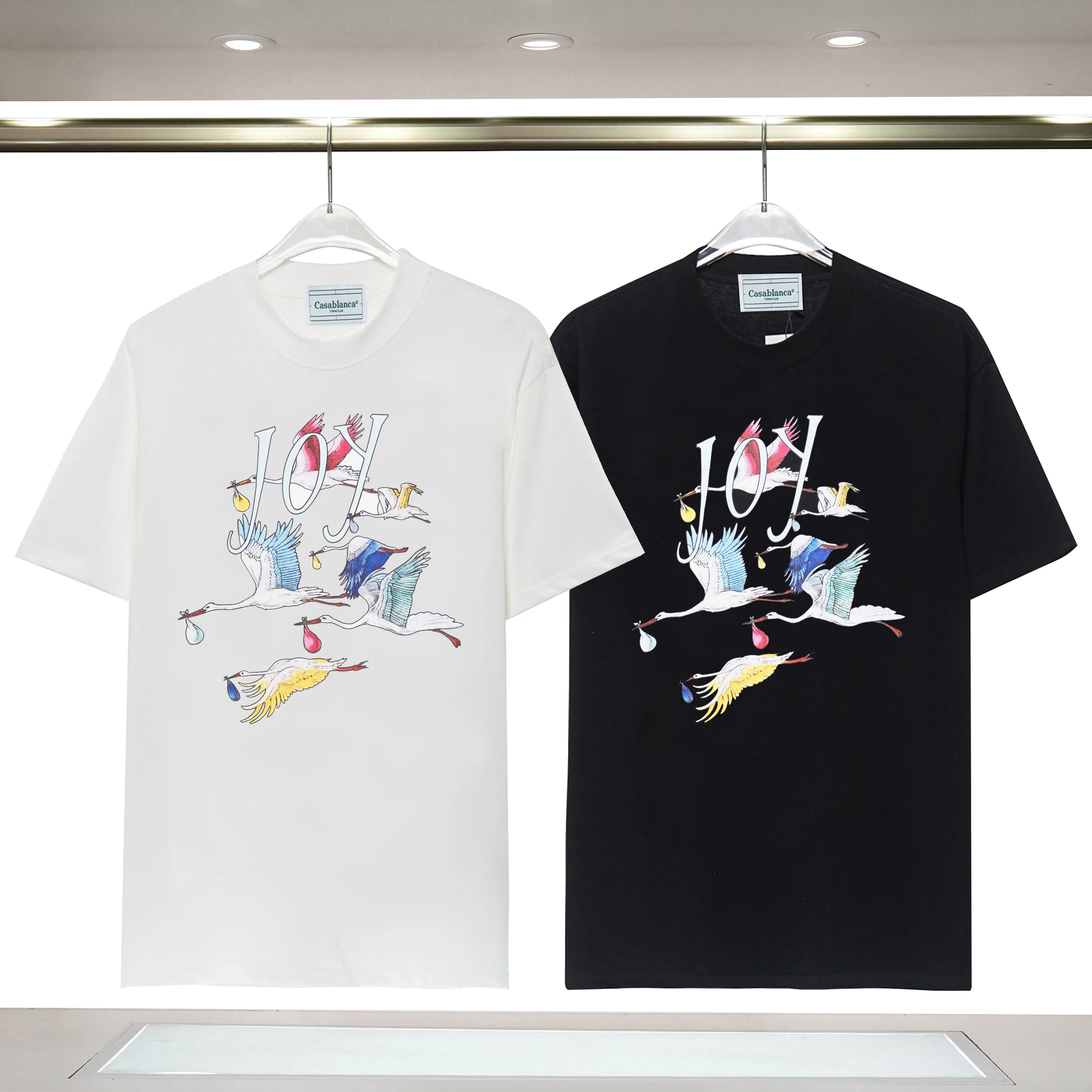 Summer Fashion Casablanca Colored Crane Letter Print T-Shirts Men Women Top Tees Casual Short Sleeve T Shirt
Summer Fashion Casablanca Colored Crane Letter Print T-Shirts Men Women Top Tees Casual Short Sleeve T Shirt